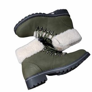 Jessica Carylye Becca 17L sz 11 Green Faux Fur Lace Up Booties AS IS NO BOX